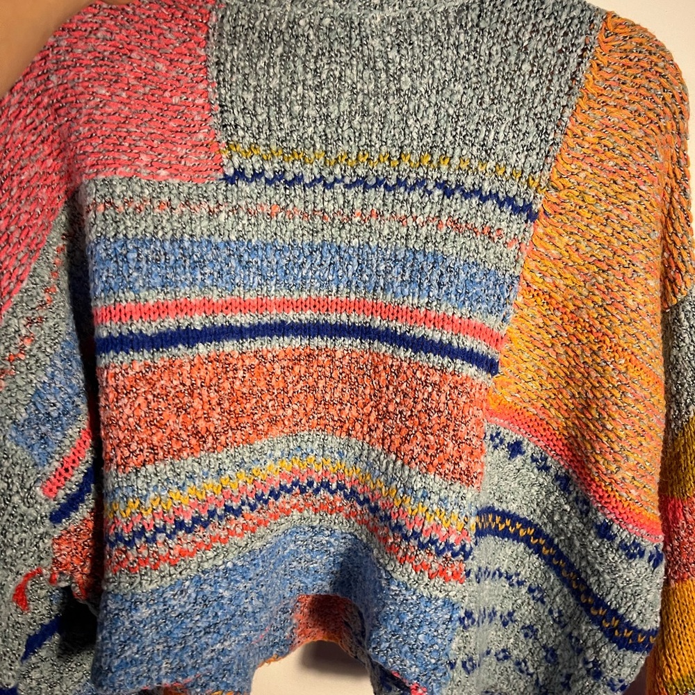 Sincerely Jules Multicolor Patchwork Sweater crop… - image 5